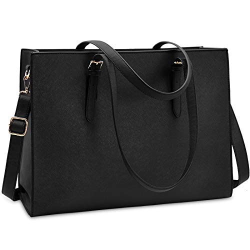 Laptop Bag for Women Waterproof Lightweight Leather 15.6 Inch Computer Tote Bag Business Office Briefcase Large Capacity Handbag Shoulder Bag Professional Office Work Bag Black Laptop Bag for Women Waterproof Lightweight Leather 15.6 Inch Computer Tote Bag Business Office Briefcase Large Capacity Handbag Shoulder Bag Professional Office Work Bag Black